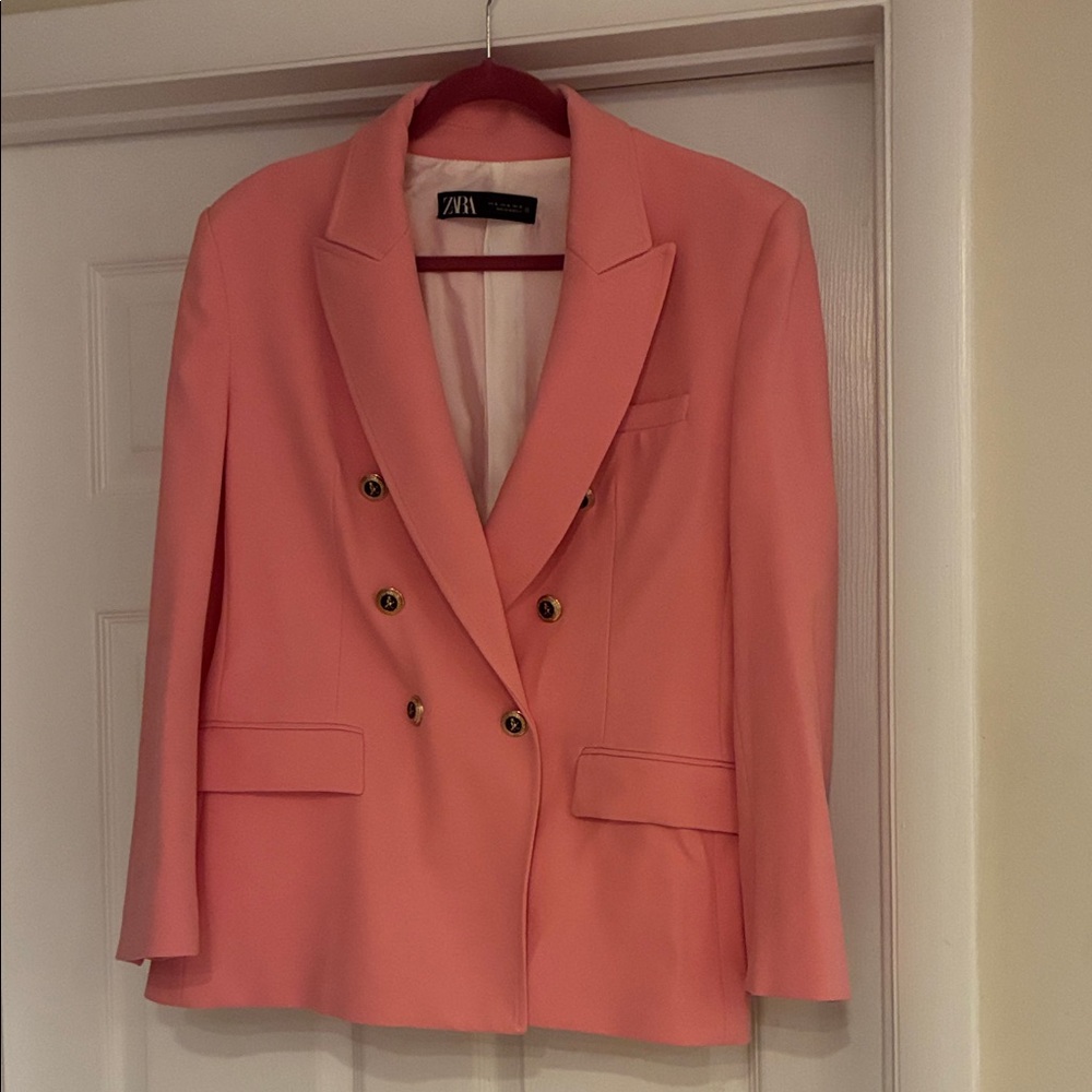 Zara Women's Coral Double-Breasted Blazer